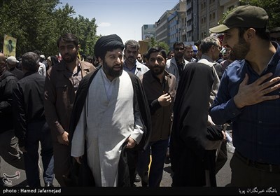 حجت الاسلام سیدمیثم خامنه ای در راهپیمایی روز قدس تهران