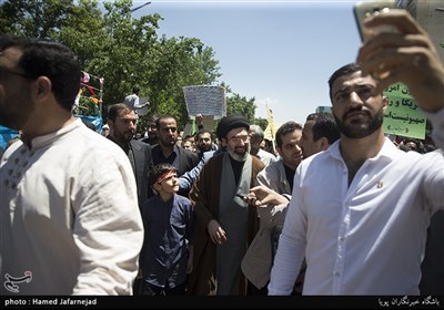 حجت الاسلام سیدمجتبی خامنه ای در راهپیمایی روز قدس تهران