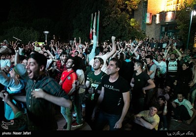  Iran Football Fans Gather in Public Places to Watch World Cup Match