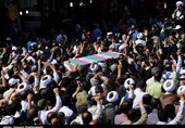 پیکر شهید دفاع مقدس در اجتماع صادقیون مشهد تشییع شد