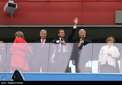 امانوئل مکرون رئیس جمهور فرانسه در دیدار نیمه نهایی جام جهانی 2018 - فرانسه ، بلژیک