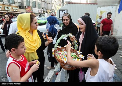 جشن مردمی میلاد امام رضا(ع) در محله صادقیه