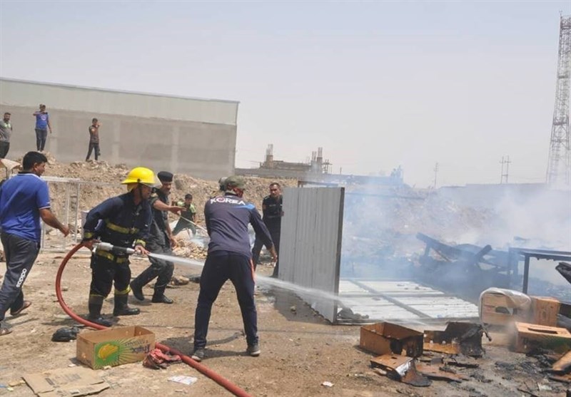 العراق: حریق سوق بیع الملابس والخضار فی واسط + صور