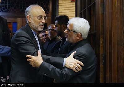 صالحی رئیس سازمان انرژی اتمی در مراسم ترحیم مرحوم عباس دوزدوزانی