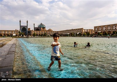 Children Playing with Water in Isfahan Naqsh-e Jahan Square 