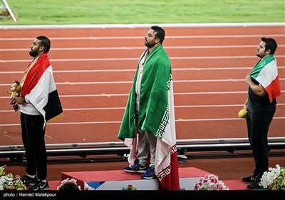 مراسم اهدای مدال طلای احسان حدادی قهرمان مسابقات پرتاب دیسک - بازی‌های آسیایی 2018