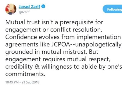 Engagement Requires Mutual Respect: Iran’s Zarif