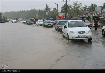 سیل در منطقه بهمبر صومعه سرا گیلان 