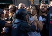 درگیری پلیس با جدایی طلبان کاتالونیا در بارسلونا