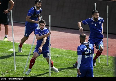 روزبه چشمی و علیرضا جهانبخش در تمرین تیم ملی فوتبال ایران
