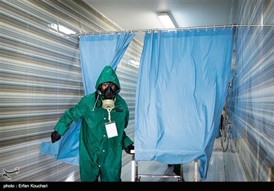 رزمایش مقابله با حملات شیمیایی در بیمارستان بقیة الله الاعظم (عج)