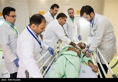 رزمایش مقابله با حملات شیمیایی در بیمارستان بقیة الله الاعظم (عج)