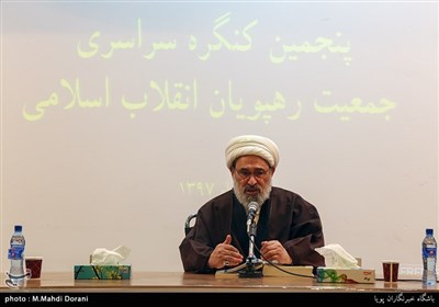 حجت‌الاسلام محمدحسن رحیمیان رئیس جبهه مردمی نیروهای انقلاب اسلامی در پنجمین کنگره سراسری جمعیت رهپویان انقلاب اسلامی