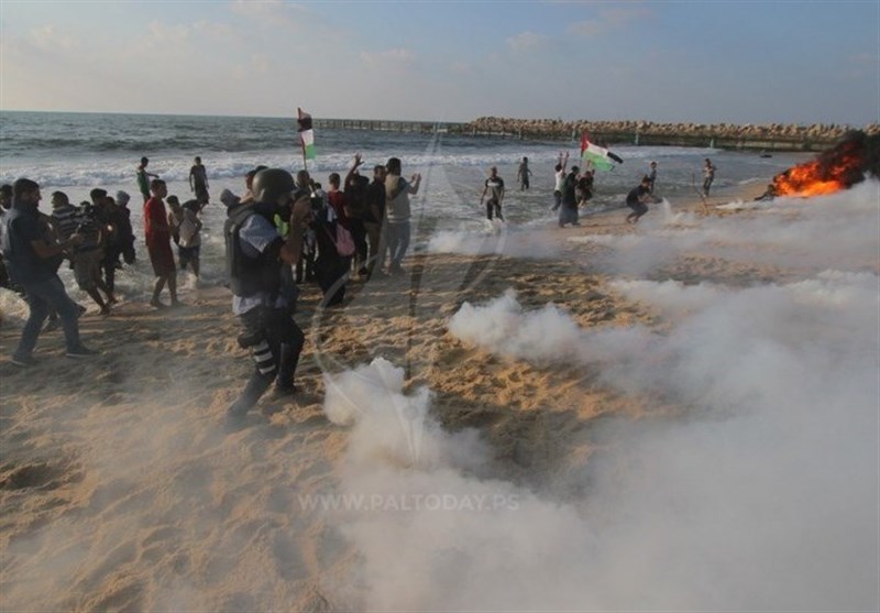 اصابة 20 فلسطینیا جراء اعتداء الاحتلال الصهیونی فی الحراک البحری شمال غزة