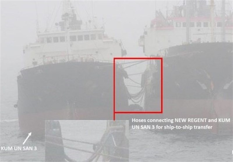 افشاگری وزارت خارجه آمریکا از انتقال غیرقانونی نفت در آبهای کره شمالی + تصاویر