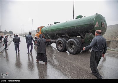 تصادف زنجیره ای در محور کرمانشاه به اسلام آباد غرب