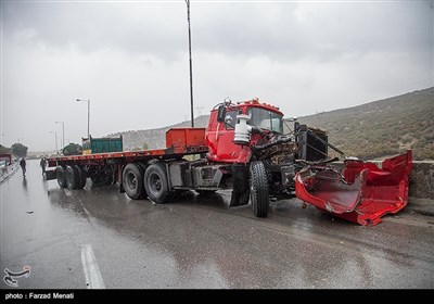 تصادف زنجیره ای در محور کرمانشاه به اسلام آباد غرب