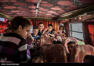 دانش آموزان مدرسه ابتدایی سوری، منطقه "الصبوره " در استان ریف دمشق