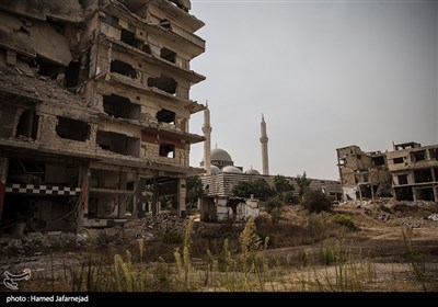 خانه ها و ساختمان های ویران شده شهر حمص سوریه بر اثر جنگ داعش با ارتش سوریه