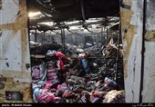 آتش سوزی انبار کالا در بازار حضرتی خیابان مولوی