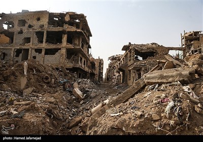 خانه ها و اتاق های ویران شده توسط تروریست های داعش در استان دیرالزور سوریه