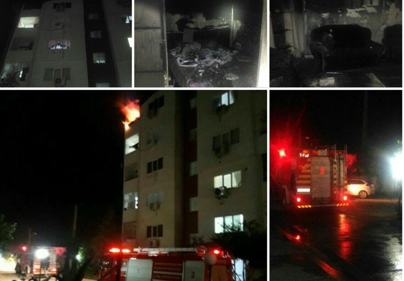 نجات 5 نفر از آتش‌سوزی واحد مسکونی در بولوار توس مشهد توسط آتش نشانان