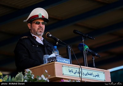سردار تقی مهری رییس پلیس راهور در رزمایش ترافیکی طرح زمستانی97