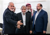 محمود الزهار رئیس هیات پارلمانی فلسطین و محمد جواد ظریف وزیر امور خارجه ایران