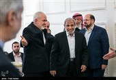 محمود الزهار رئیس هیات پارلمانی فلسطین و محمد جواد ظریف وزیر امور خارجه ایران