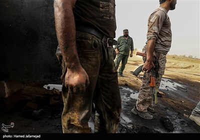 چاه های نفت شهر البوکمال که از تصرف داعش بیرون آمده