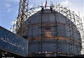 بازدید خبرنگاران از روند ساخت گنبد امام حسین(ع) در کرمان به روایت تصویر