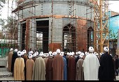 بازدید ائمه جمعه استان کرمان از گنبد در حال ساخت امام حسین(ع) در کرمان به روایت تصویر