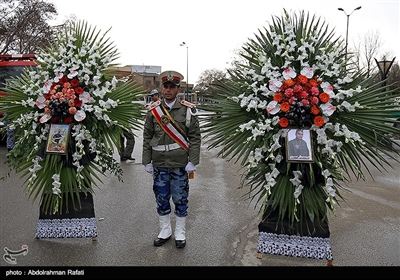 مراسم تشییع پیکر شهدای حادثه سقوط هواپیمای بوئینگ ۷۰۷ در همدان
