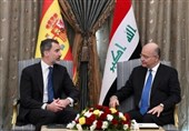 آمادگی اسپانیا برای بازسازی عراق؛ پرچم رژیم صدام روی هواپیمای فیلیپ ششم