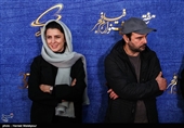علی مصفا و همسرش لیلا حاتمی بازیگران فیلم مردی بدون سایه در سی‌وهفتمین جشنواره فیلم فجر 
