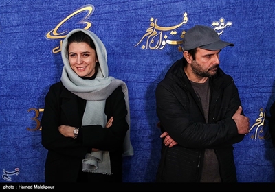 علی مصفا و همسرش لیلا حاتمی بازیگران فیلم مردی بدون سایه در سی‌وهفتمین جشنواره فیلم فجر 