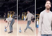 فوتبال جهان| حرکت‌ حیرت آور لیونل مسی در چالش غیرممکن «چرخش بطری نوشابه»! + فیلم
