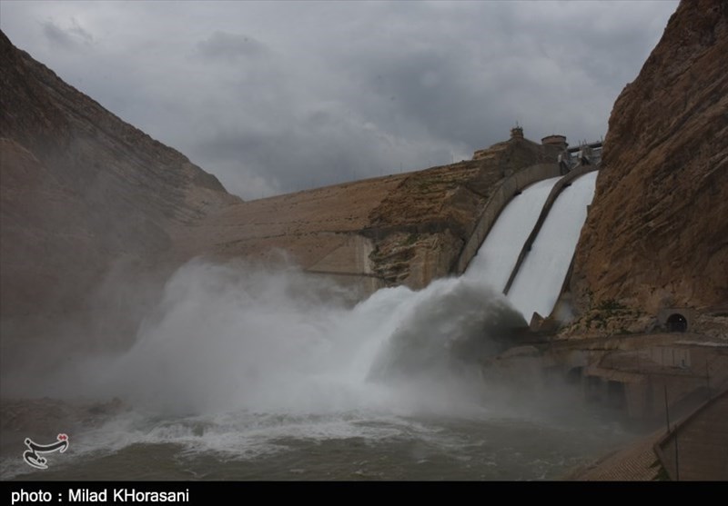 خوزستان| دریچه سد مارون پس از سال‌ها خشکسالی باز شد+فیلم