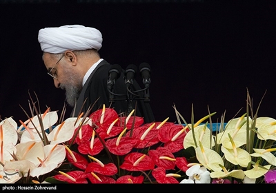پایان سخنرانی حسن روحانی رئیس جمهور در مراسم چهلمین سالگرد پیروزی انقلاب اسلامی ایران