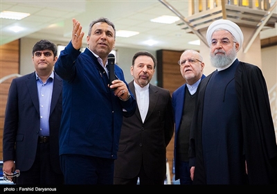حجت الاسلام والمسلمین حسن روحانی رییس جمهور در مراسم افتتاح فاز سوم پالایشگاه میعانات گازی ستاره خلیج فارس