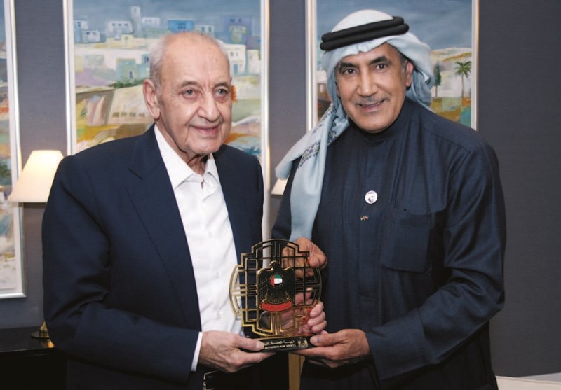 رایزنی نامزد اماراتی ریاست AFC با سعد حریری و نبیه بری در بیروت + عکس