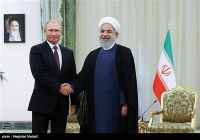 دیدار حجت‌الاسلام حسن روحانی با ولادیمیر پوتین در حاشیه اجلاس سه جانبه سران کشورهای ایران، ترکیه و روسیه 