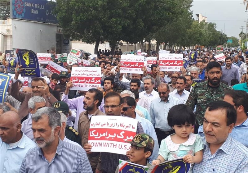 راهپیمایی نمازگزاران بوشهری در اعتراض به اقدام خصمانه آمریکا علیه سپاه