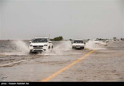 سیلاب در جاده اهواز -آبادان