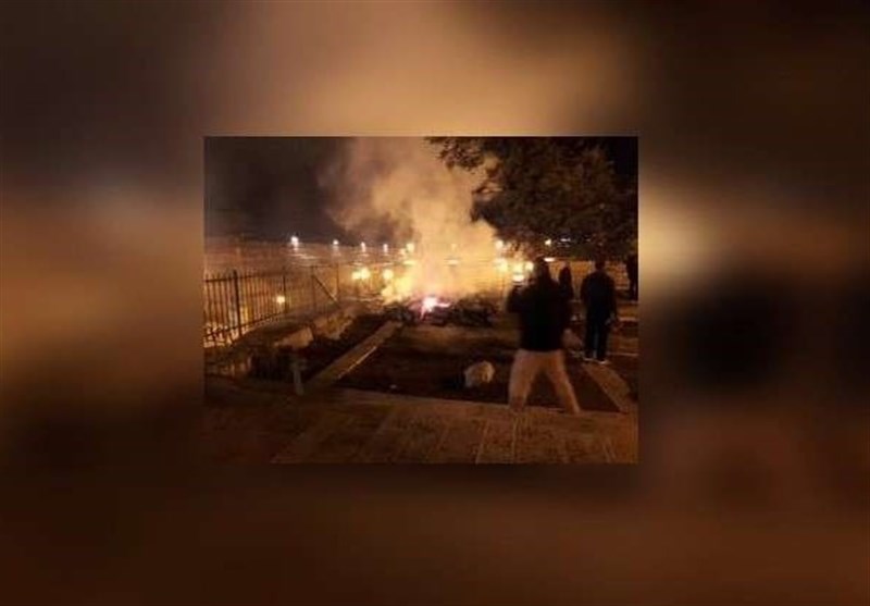 آتش سوزی در محوطه مسجد الاقصی مهار شد+فیلم