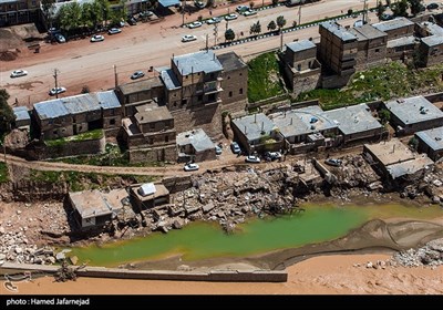 تصاویر هوایی از تخریب خانه های روستای سیل زده معمولان پلدختر دراستان لرستان