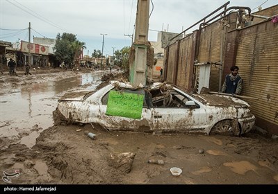 خودروهای تخریب شده بر اثر سیل در شهرستان پلدختر استان لرستان