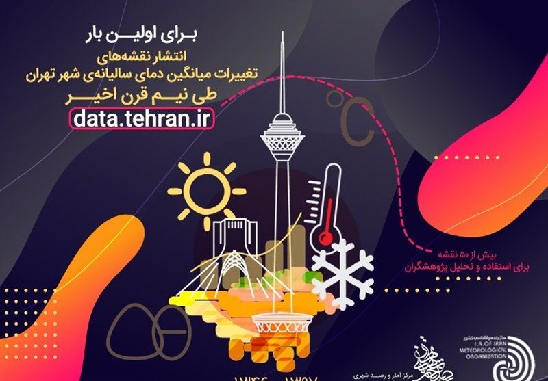 انتشار نقشه‌های تغییرات میانگین دمای سالیانه تهران طی نیم قرن اخیر