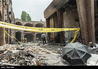 پاکسازی بازار تاریخی تبریز از خسارات آتش سوزی 