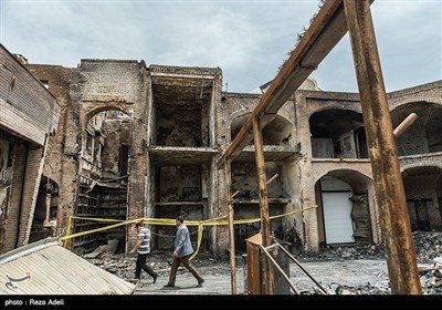 پاکسازی بازار تاریخی تبریز از خسارات آتش سوزی 